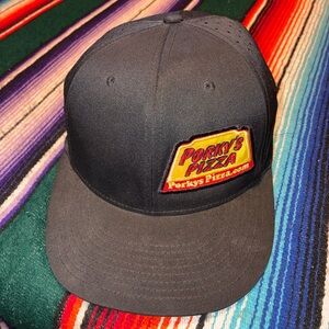 Richardson Porky’s Pizza Hat Black Fitted Workwear Streetwear Cap